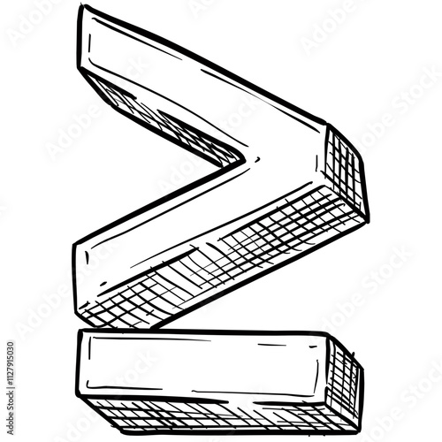 Less Than Equal Symbol Handdrawn Illustration