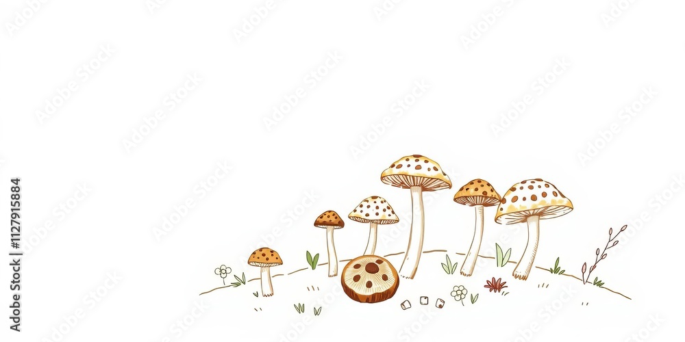 Edible mushrooms vector illustrations collection for recipe menu packaging design, drawings, plant Edible mushrooms vector illustrations collection for recipe menu packaging design, drawings, plant