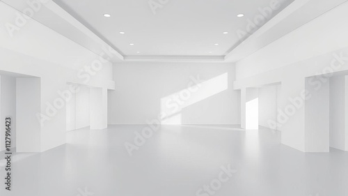 Empty interior room with modern design in 3D render, room, modern