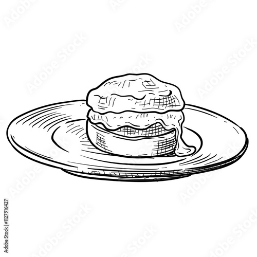 Cream Puff Dessert Handdrawn Illustration