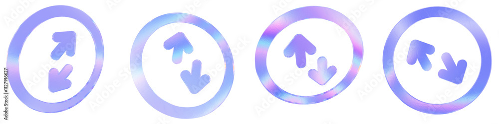 Set of 4 3d glass switch arrow outline shape with aberration effect isolated on a transparent background. Blue tone. 3d transparent elements for graphic design. Set of 4 3d glass switch arrow outline shape with aberration effect isolated on a transparent background. Blue tone. 3d transparent elements for graphic design.