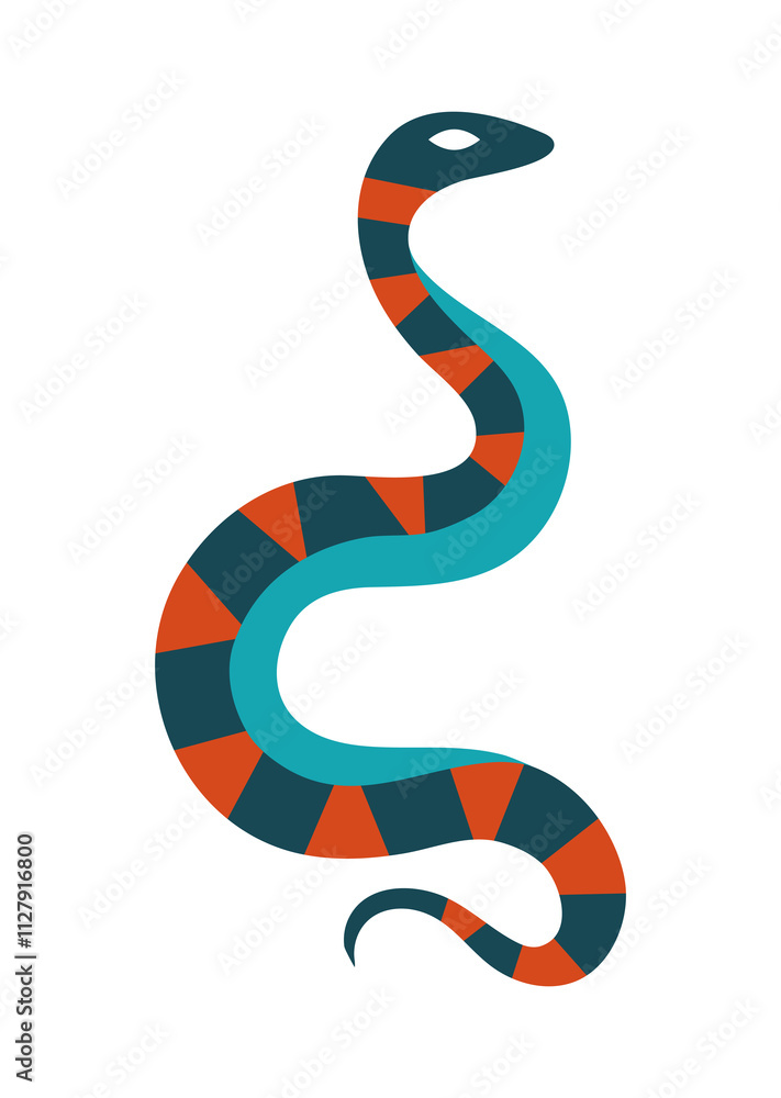 Naklejka premium 青と赤の毒々しい蛇