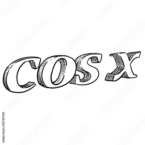 Trigonometric Cos X Handdrawn Illustration