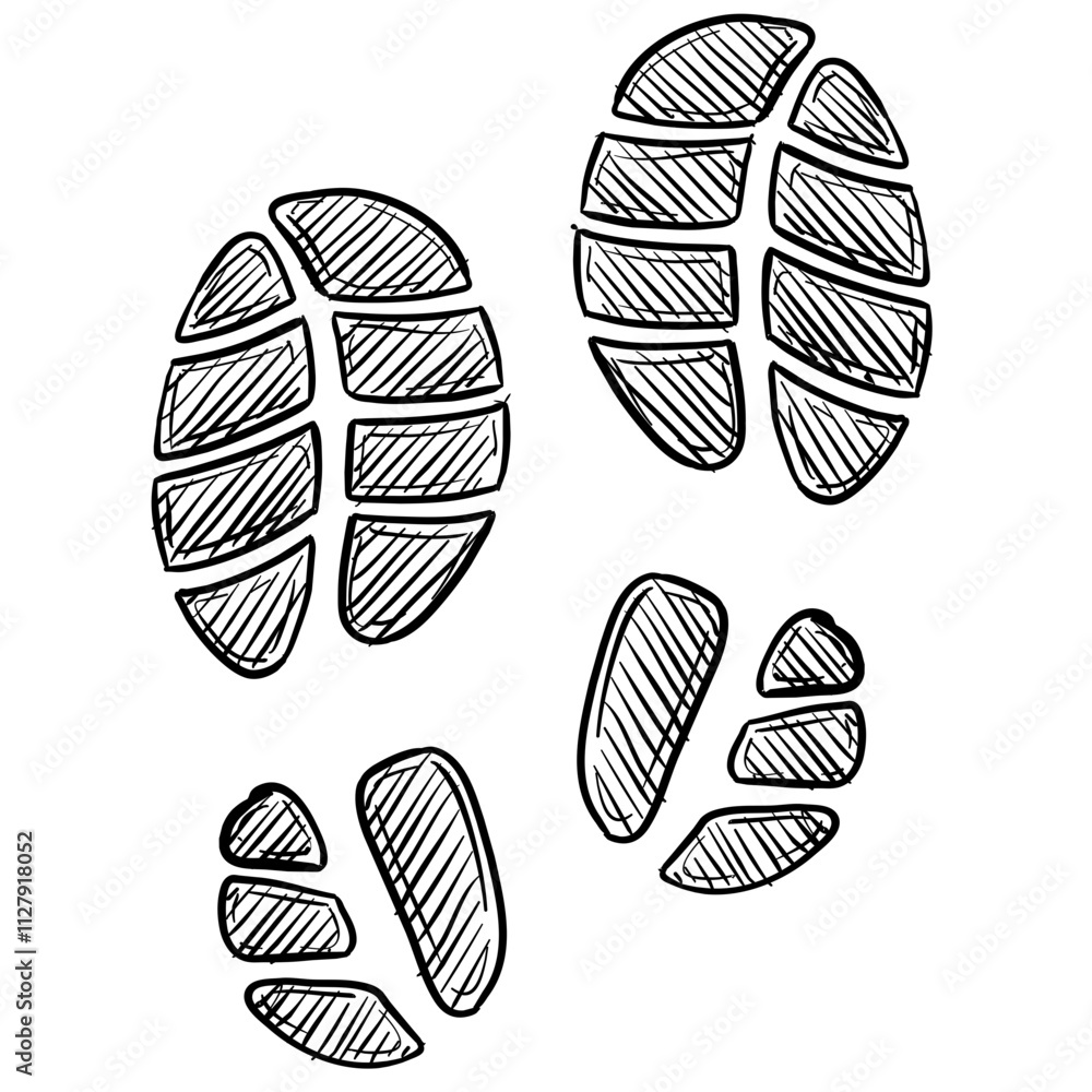 Human Footprints Handdrawn Illustration Human Footprints Handdrawn Illustration