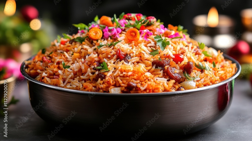 Elegant Hyderabadi Dum Biryani with Aromatic Layered Rice Elegant Hyderabadi Dum Biryani with Aromatic Layered Rice
