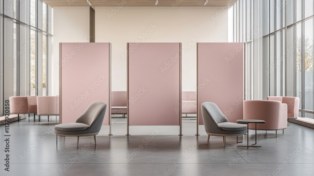 Fototapeta premium Modern Office Interior with Soft Colors and Stylish Furniture