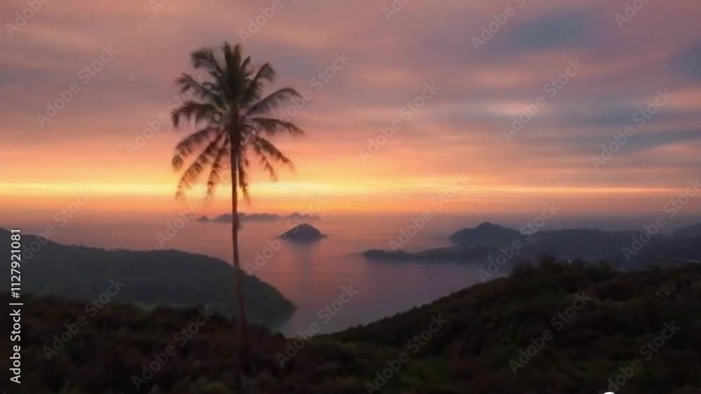 A serene tropical beach featuring palm trees against a backdrop of the ocean, with clear blue skies videos, fluffy clouds, and a peaceful natural landscape video A serene tropical beach featuring palm trees against a backdrop of the ocean, with clear blue skies videos, fluffy clouds, and a peaceful natural landscape video