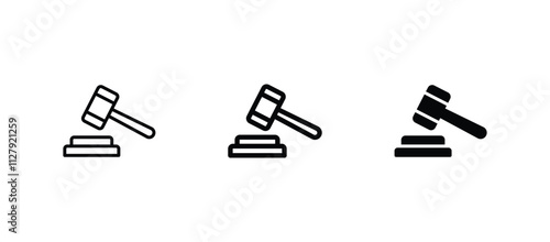 Gavel icon set. judge gavel symbol vector