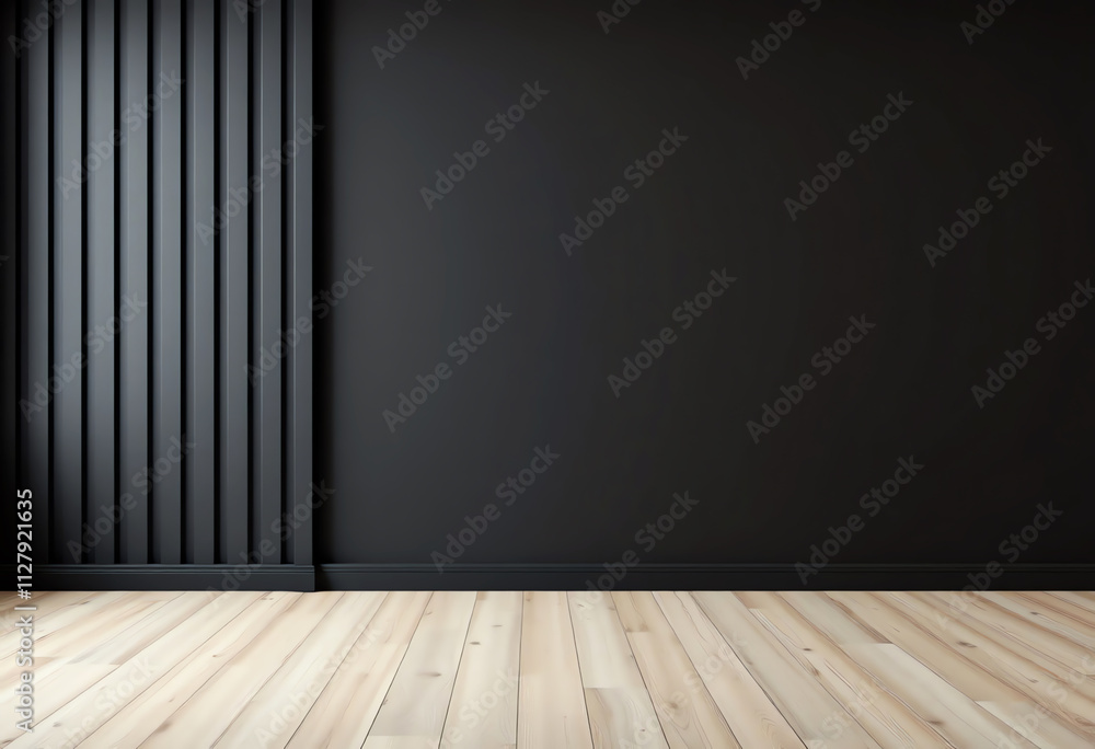 Minimalist Interior Design with vertical slats on the left side Minimalist Interior Design with vertical slats on the left side