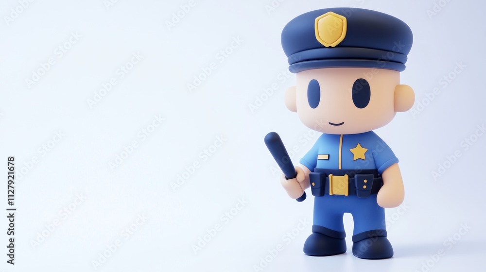 Cute cartoon police officer with baton. Cute cartoon police officer with baton.