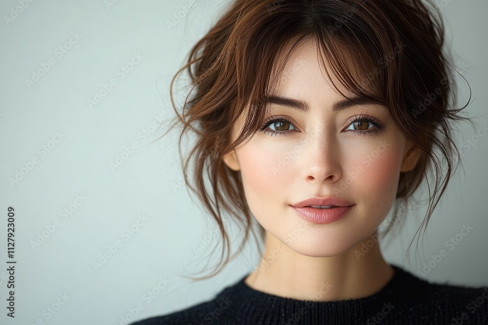 Smiling Beautiful Middle-Aged Woman Natural Lighting Relaxed Ambiance Smiling Beautiful Middle-Aged Woman Natural Lighting Relaxed Ambiance