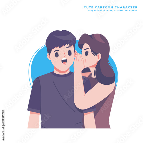 hot issue whispering cute cartoon character