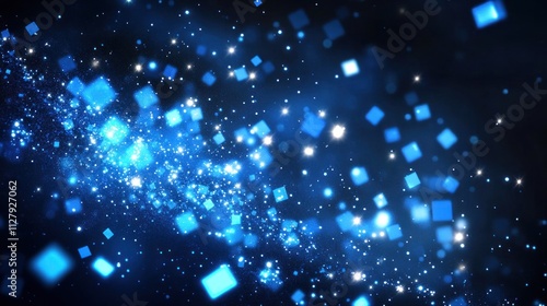 Wallpaper Mural Abstract blue glowing square particles on dark background. Torontodigital.ca
