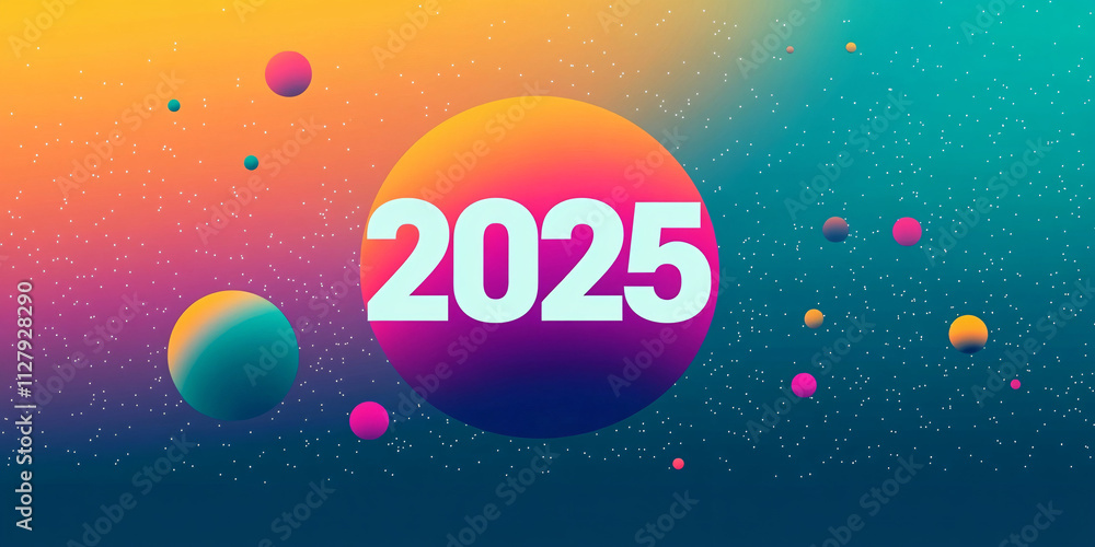 A vibrant 2025 design perfect for New Year celebrations, evoking innovation and optimism with its bold typography and radiant sun motif, ideal for event promotions. A vibrant 2025 design perfect for New Year celebrations, evoking innovation and optimism with its bold typography and radiant sun motif, ideal for event promotions.