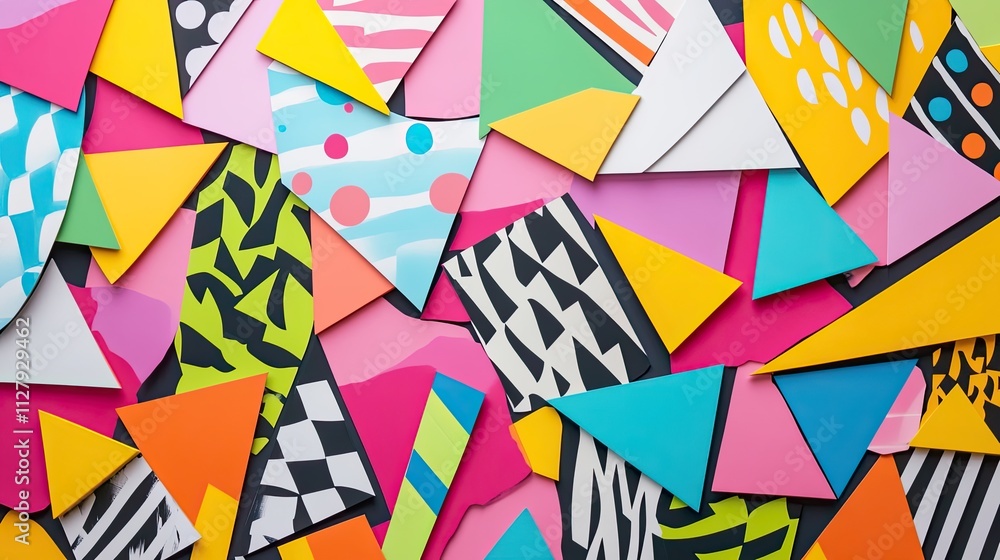 Abstract Composition of Overlapping Colorful Triangles and Geometric Patterns Abstract Composition of Overlapping Colorful Triangles and Geometric Patterns