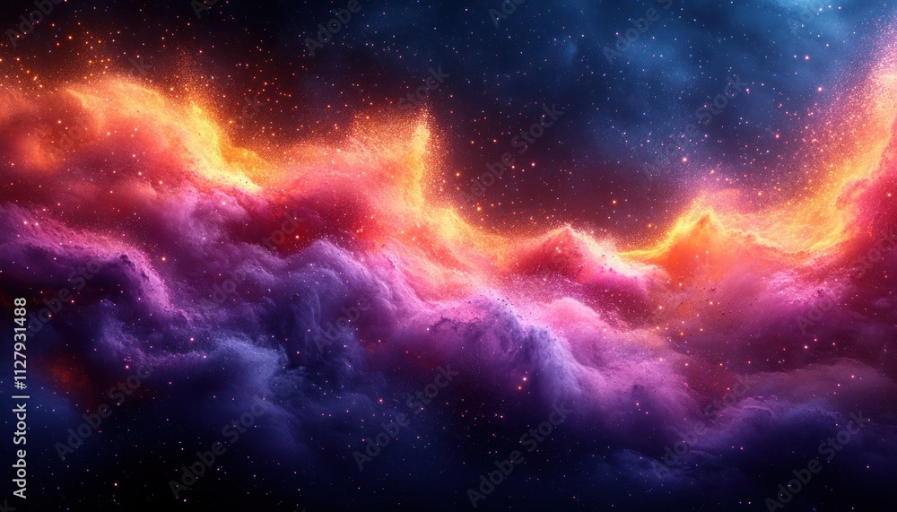 Naklejka premium Vibrant Colorful Explosion Abstract Design with Dynamic Swirling Paint and Texture