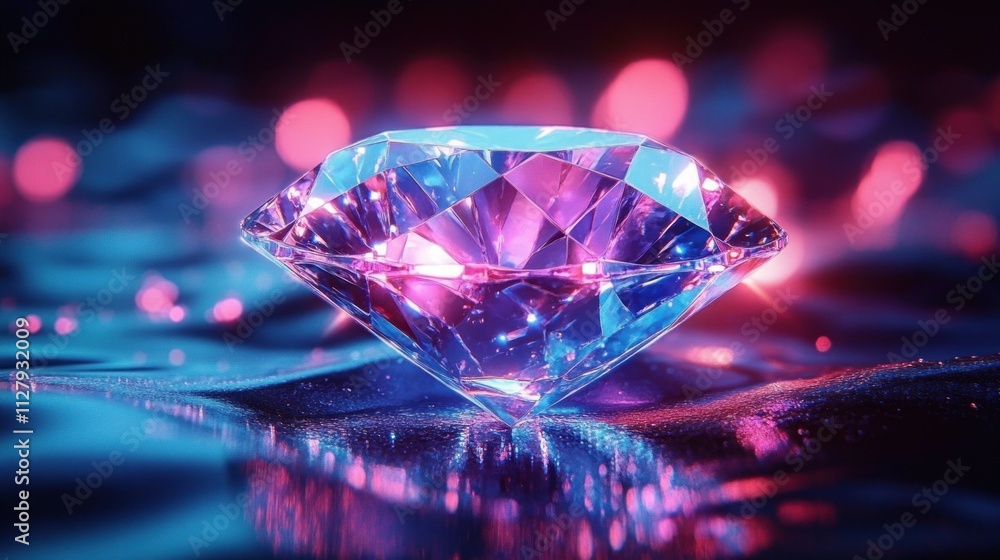 Glowing Diamond Representing Digital Wealth, Crypto Ownership, Blockchain Investment and Virtual Economy Glowing Diamond Representing Digital Wealth, Crypto Ownership, Blockchain Investment and Virtual Economy