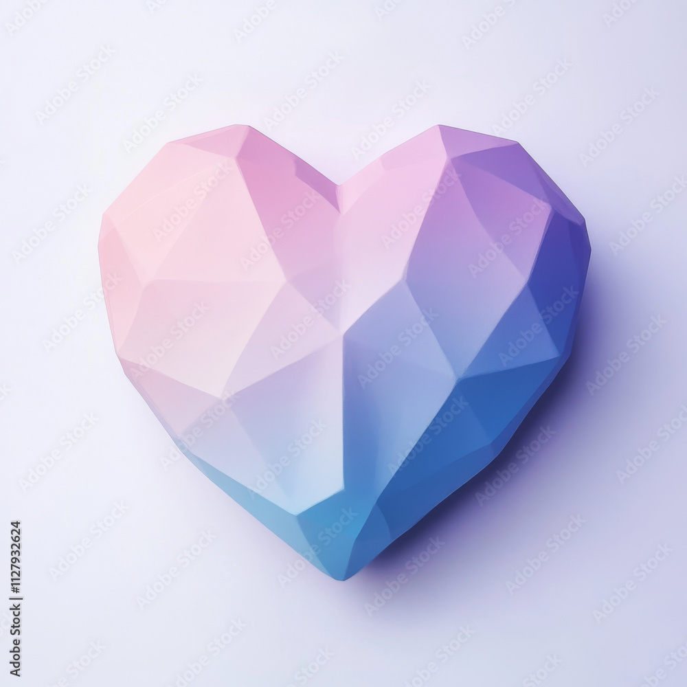 Geometric Gradient Heart: Low Poly Pink Blue Love Symbol Geometric Gradient Heart: Low Poly Pink Blue Love Symbol