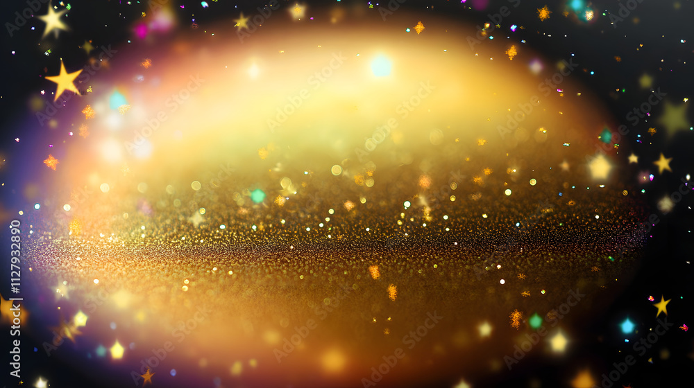 Obraz premium holo gradient blurred circle with glitter stars
