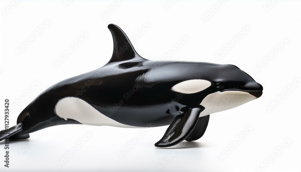 Sleek orca figurine, black and white, isolated on white background. Sleek orca figurine, black and white, isolated on white background.