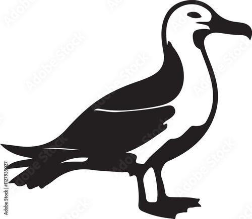 Duck silhouette vector illustration, Duck line art vector photo