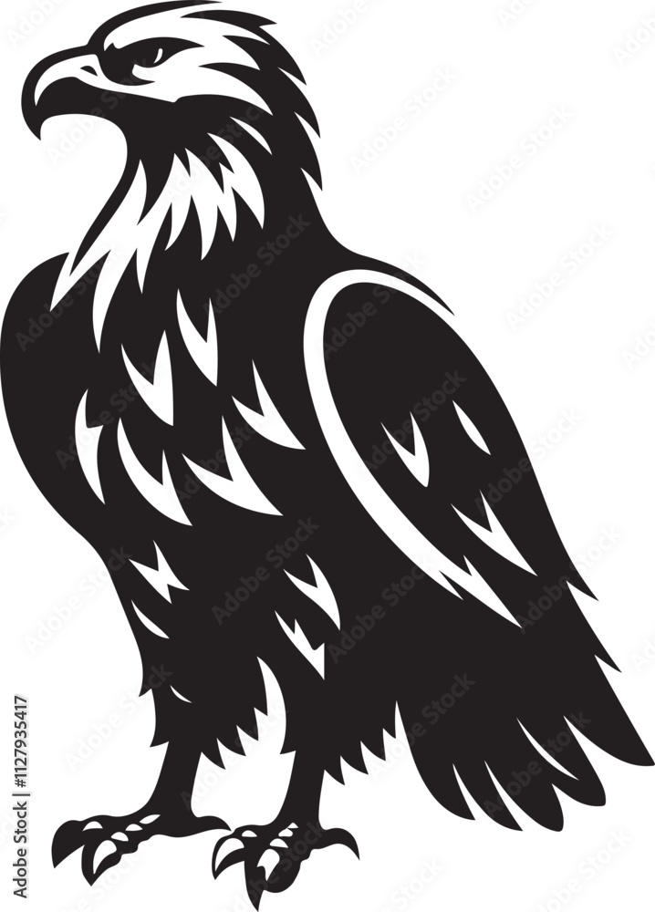 Obraz premium Standing Eagle vector, Eagle silhouette vector illustration