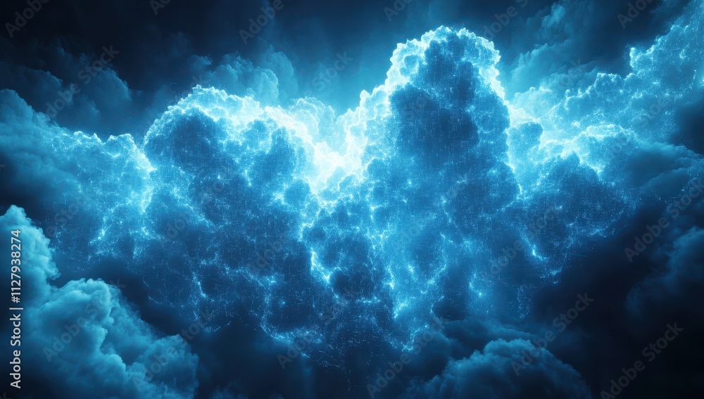 Stunning Blue Clouds Illuminated by Light in a Dramatic Atmosphere Creating an Ethereal and Dreamlike Scene for Backgrounds and Illustrations Stunning Blue Clouds Illuminated by Light in a Dramatic Atmosphere Creating an Ethereal and Dreamlike Scene for Backgrounds and Illustrations