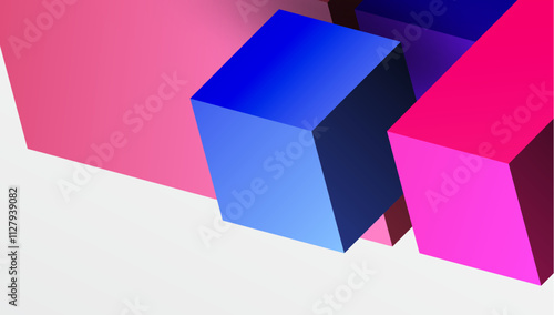 Sleek abstract design featuring isometric 3D blocks in a clean, modern composition. Perfect for tech-inspired themes, with vibrant colors and geometric precision