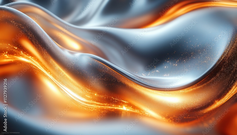 Flowing Metallic Waves Abstract Artwork with Soft Golden Light Reflections and Smooth Curves Flowing Metallic Waves Abstract Artwork with Soft Golden Light Reflections and Smooth Curves