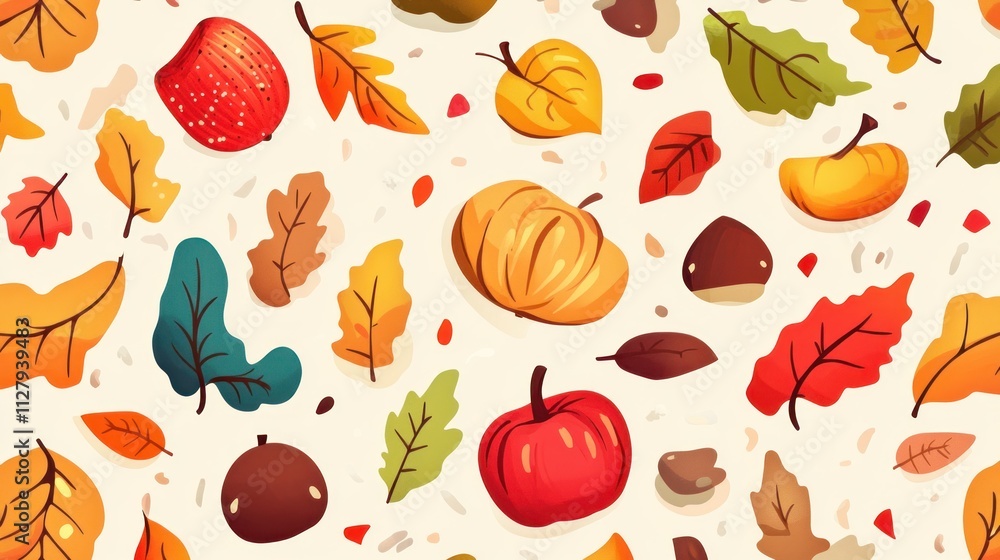 cartoon style autumn pattern. cartoon style autumn pattern.