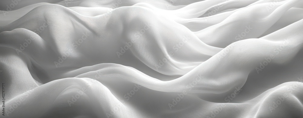 Obraz premium White Abstract Background Soft Light Flowing Fabric Waves Minimalist Design