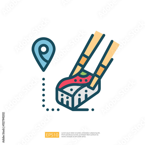 This image features a stylized illustration of a shovel digging into the ground, with a location pin symbolizing a specific site or area. photo