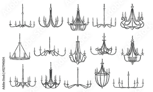 Luxurious Chandelier Handdrawn Collection