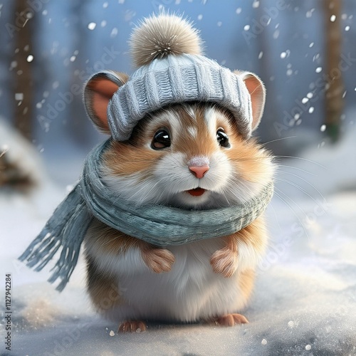 Hamster in the snow cartoon 