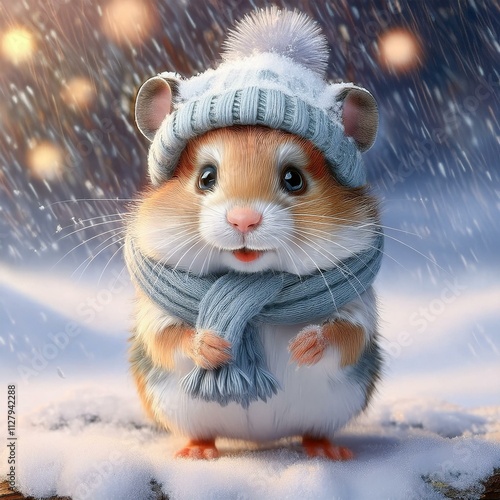 Hamster in the snow cartoon 