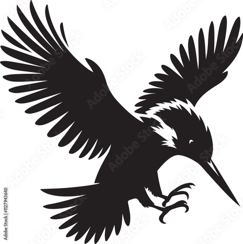 Creative Kingfisher silhouette vector illustration design, Black Kingfisher vector