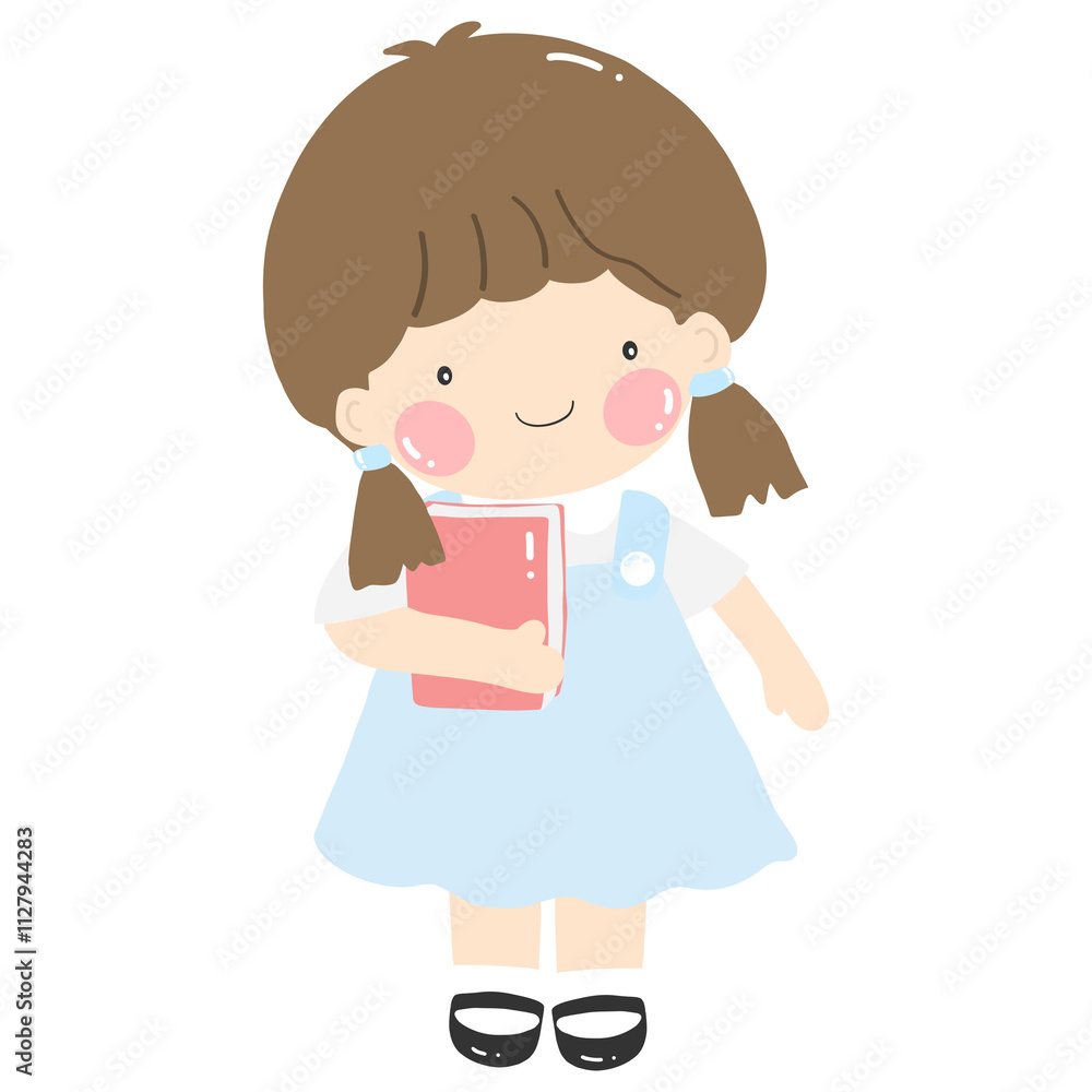Cute little girl and her friends clip art set Cute little girl and her friends clip art set