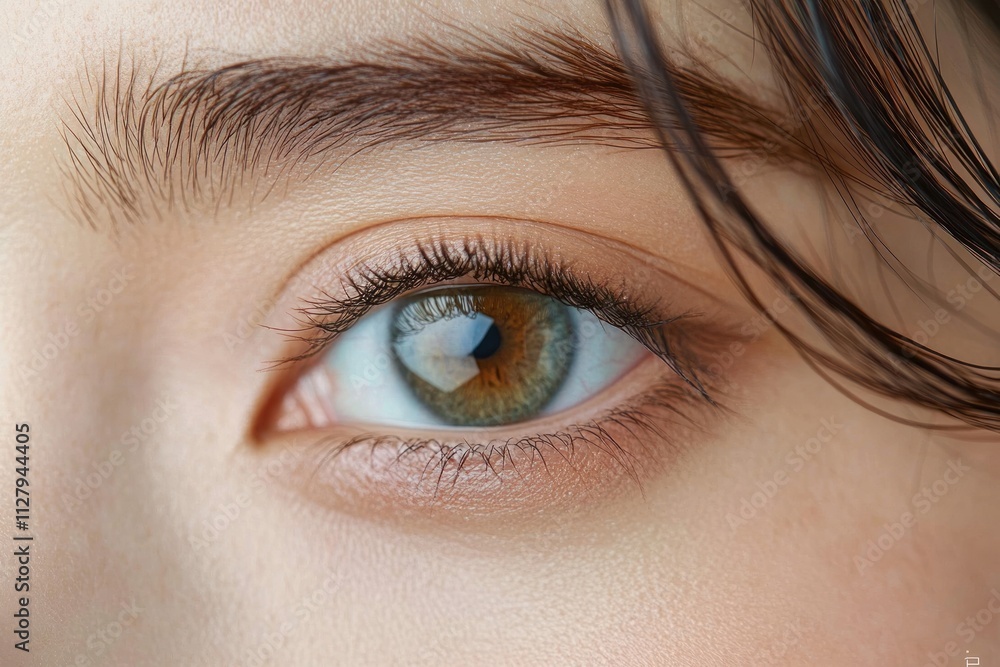 Close-Up Portrait of Woman with Emphasis on Eyes and Cosmetic Details Close-Up Portrait of Woman with Emphasis on Eyes and Cosmetic Details