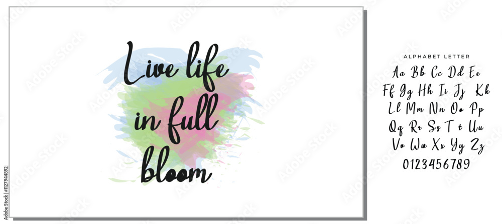 Fototapeta premium Hand drawn holiday lettering. Ink illustration. Modern brush calligraphy. Isolated on white background. Live life in full bloom.