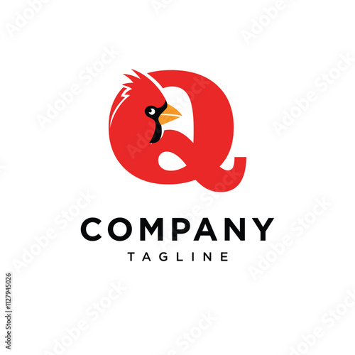 Letter Q Cardinal Bird Logo Icon Vector