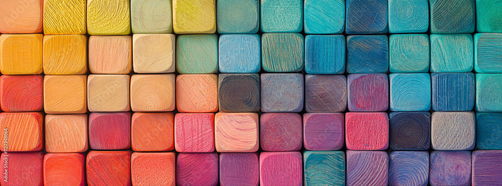 colorful wooden blocks arranged in a rainbow pattern background texture colorful wooden blocks arranged in a rainbow pattern background texture