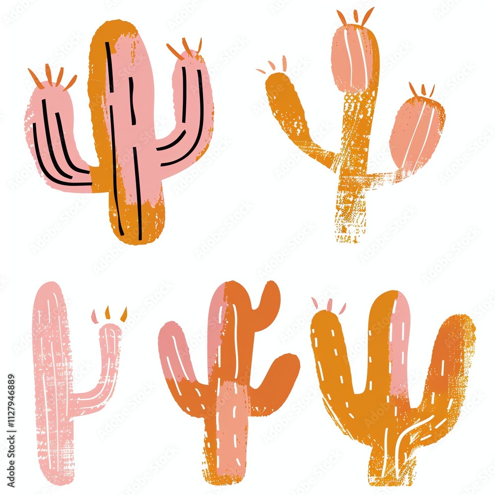 Fototapeta premium Abstract decoration art leaf and cactus