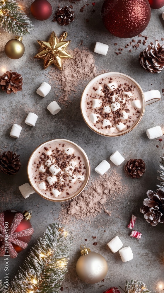 Cozy Holiday Hot Cocoa with Marshmallows and Garnishes Cozy Holiday Hot Cocoa with Marshmallows and Garnishes
