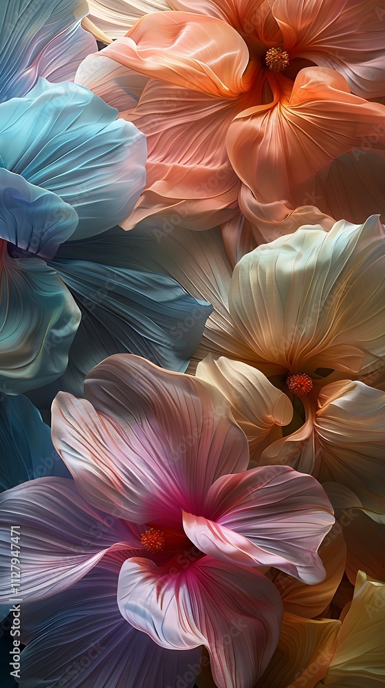 Multicolored flower petals in motion, with a textured fabric-like background adding depth. 8k UHD, suitable for high-quality printing or digital display. Multicolored flower petals in motion, with a textured fabric-like background adding depth. 8k UHD, suitable for high-quality printing or digital display.