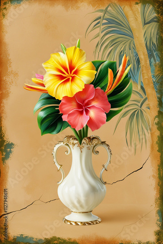 AI generative. Beautiful a flower vase image, vintage style. 3 photo