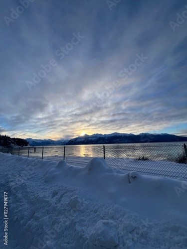 sunset over the river
