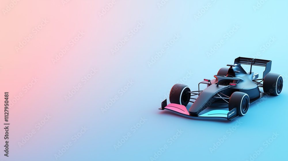 Naklejka premium Black Formula 1 Race Car in Neon Light Studio Shot 