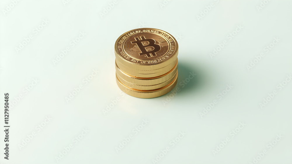 Minimalist coin stack icon made of brushed metallic gold, resting on a smooth pastel mint green surface, with dynamic lighting and soft shadows, 8K clarity. Minimalist coin stack icon made of brushed metallic gold, resting on a smooth pastel mint green surface, with dynamic lighting and soft shadows, 8K clarity.