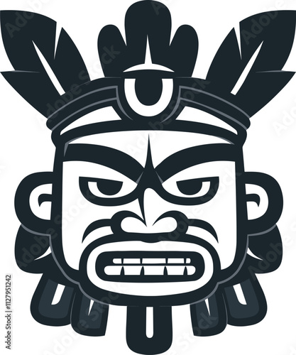 Intricate tribal mask design showcasing cultural heritage and artistry cartoon isolated on transparent background. Vector illustration.