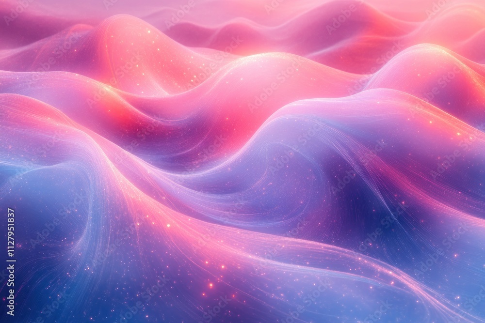 Obraz premium Prismatic Light Overlay Glare Glossy Background Texture with Soft Blue and Pink Hues and Ethereal Glow